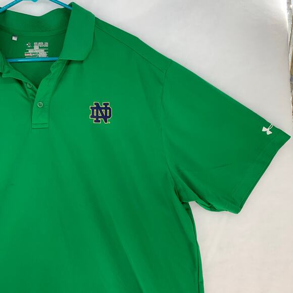 Men's Under Armour Green Notre Dame Fighting Irish Wordmark T2 Polo Size 2XL - Picture 7 of 15
